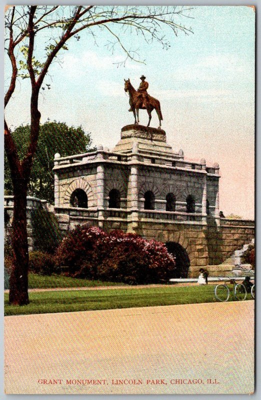 Chicago Illinois c1910 Postcard Grant's Monument Lincoln Park Civil War General