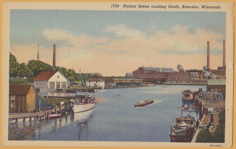 Kenosha, WIS., Harbor scene Looking south, Fishing boats & pleasure craft-