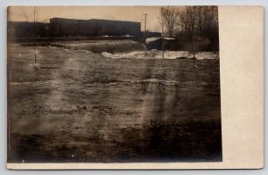 RPPC N&W Norfolk & Western Railway Train Crossing Dam Real Photo Postcard T30