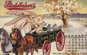 South Bend IN Studebaker's New Year's 1912 Horse & Wagon Advertising Postcard