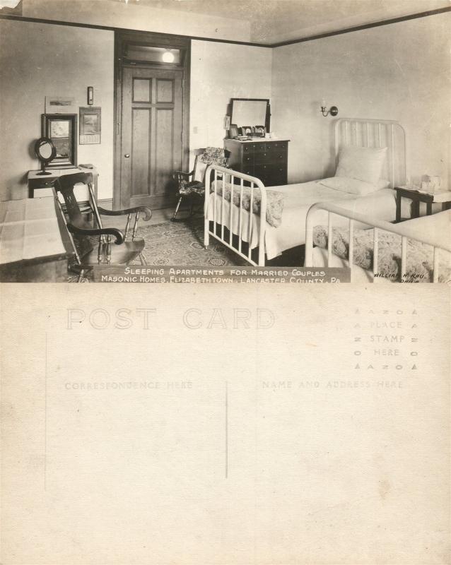 ELIZABETHTOWN LANCASTER MASONIC HOMES SLEEPING ROOM ANTIQUE PHOTO POSTCARD RPPC