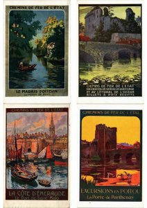 ADVERTISING TRAINS, CHEMIN DE FER POSTER STYLE 33 Vintage Postcards (L2735)