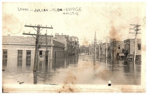 Lower Julian from Bridge Scene of Ohio Flood March 27 1913 RPPC Postcard