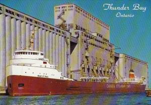 Canada Thunder Bay Cargo Ship At Grain Elevators