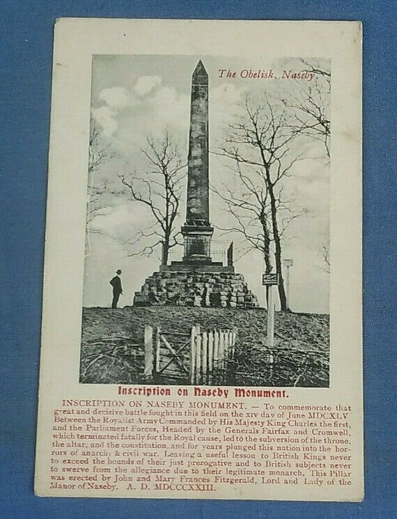 Vintage Postcard  The Obelisk Naseby Northamptonshire   (J1B)