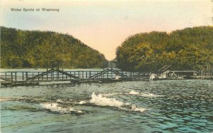 Albertype Connecticut 1920s Water Sports Wapowog Postcard hand colored 8136