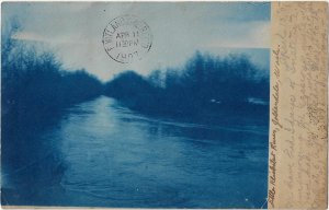 Cyanotype RPPC Little Klickitat River Goldendale Washington 1907