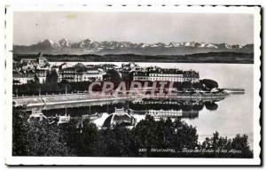 Old Postcard Neuchatel I & # 39Evole Bay and the Alps Switzerland