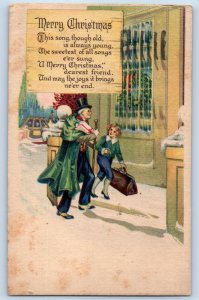 1923 Christmas Message Father Son Springfield Massachusetts MA Vintage Postcard