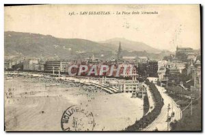 Old Postcard San Sebastian Playa desde Miraconcha