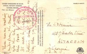 Texcoco Mexico Postcard Tarjeta Postal Typical Pottery Vendors Texcoco