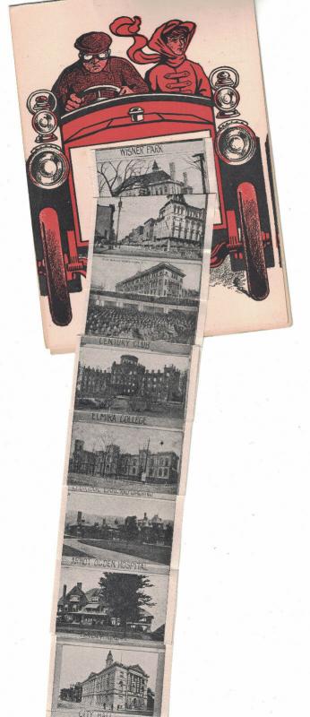 New York Elmira , Tourist Car , Panoramic card with inside Foldout , 24 panels 