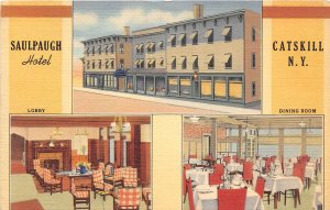 J54/ Catskill New York Postcard Linen Saulpaugh Hotel Interior 3View 236