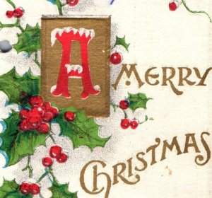 1880s Embossed Victorian Christmas Card Tag #2 Fab! F133