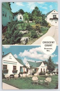 Branson Missouri~Crescent Court & Patio~Roadside~1960s Postcard
