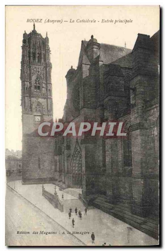 Postcard Old Rodez The Cathedral main entrance