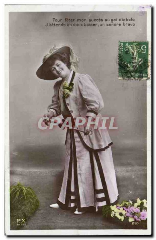 Postcard Diabolo Old Woman