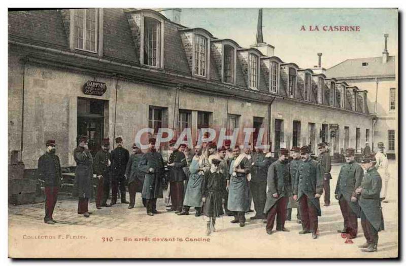 Postcard Old Army Barracks in front of the canteen stop