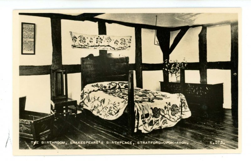 UK - England, Stratford-on-Avon. Shakespeare's House, Birthroom  RPPC