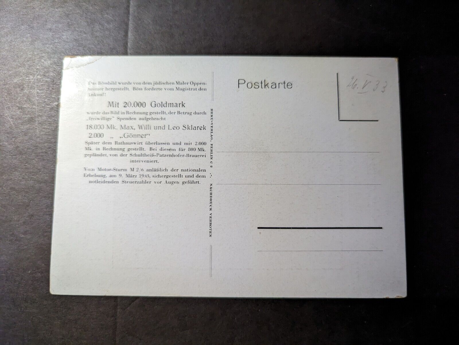 1933 Mint Germany Postcard Mayor Boss on the Rubble of Berlin | Europe ...