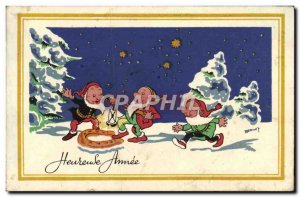 Happy Year Old Postcard Elves Dwarfs