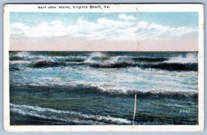 1920's SURF AFTER STORM VIRGINIA BEACH VA VINTAGE POSTCARD