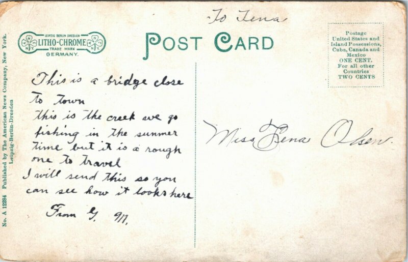 Postcard WA Stevenson Old County Bridge Rock Creek Litho-Chrome ~1910 S69