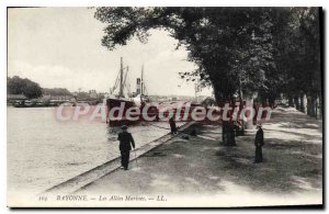 Postcard Old Bayonne Allees Marines