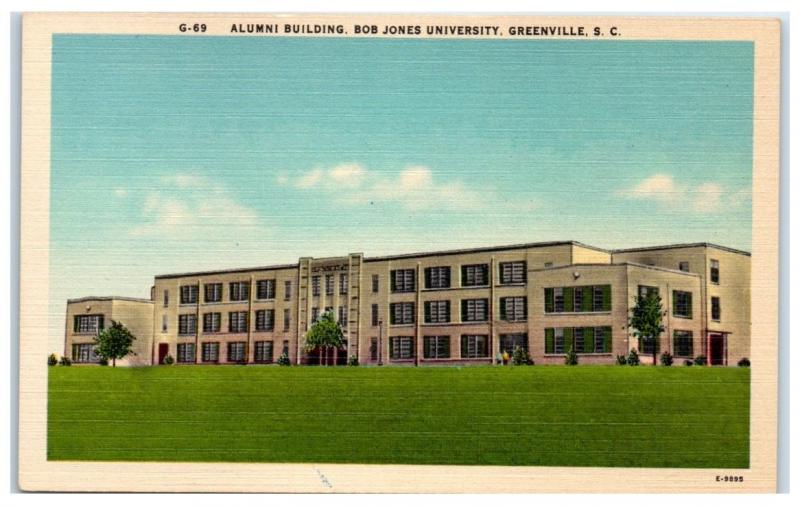 Mid-1900s Alumni Building, Bob Jones University, Greenville, SC Postcard