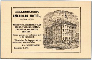 postcard Dellenbaugh's American Hotel First Founder's Day 165th Anniversary (#01