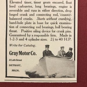 Gray Motors Co. Detroit, Michigan Original 1907 Print Ad 2V1-32 