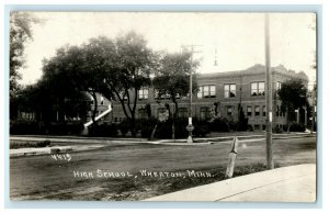 c1915 High School Wheaton Minnesota MN Unposted RPPC Photo Postcard 