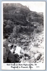 RPPC OAK CREEK ON STATE HIGHWAY #79 FLAGSTAFF TO PRESCOTT ARIZONA PHOTO POSTCARD