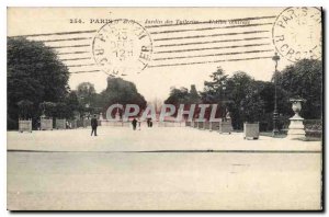 Postcard Old Paris 1st stop Tuileries Gardens Central Allee