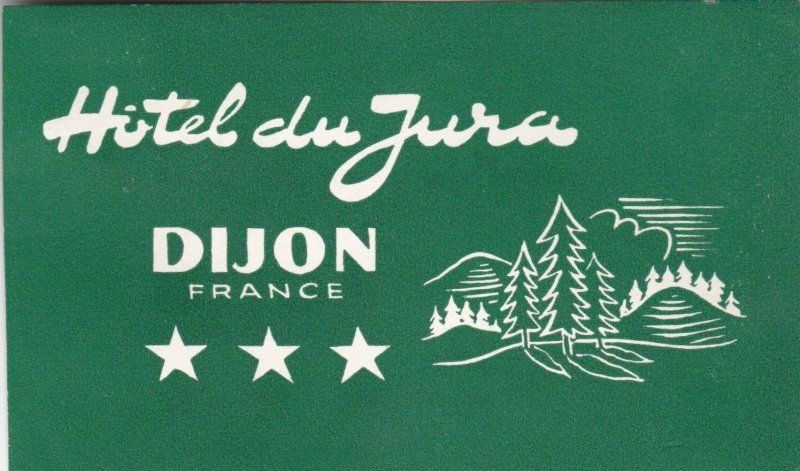 France Dijon Hotel Du Jura Vintage Luggage Label sk1058