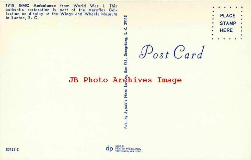 SC, Santee, South Carolina, Wings & Wheels Museum, 1918 GMC Ambulance