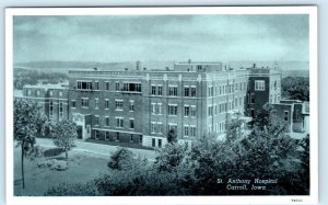 CARROLL, Iowa IA ~ Birdseye ST. ANTHONY HOSPITAL  c1930s-40s Postcard
