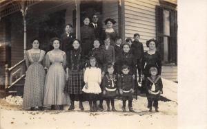 1910s RPPC Real Photo Postcard Group Portrait Pretty Girls Dresses Children 