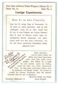 Egg in the Bottle, Funny Experiments, Echte Wagner German Trade Card *VT31S