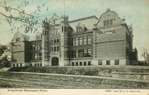 Vintage Postcard; Bloomington IL Irving School, McLean County Williams Photoette