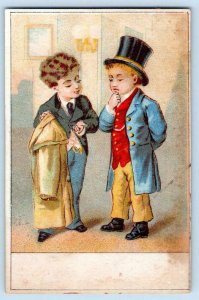 SET/3 DAPPER DUDES*TAILOR*TOP HATS*SMOKING*COATS*STOCK VICTORIAN TRADE CARDS