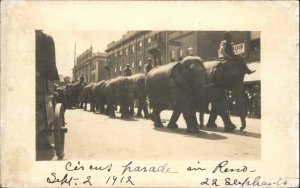 Reno NV Circus Elephants Street Scene 1912 Real Photo Postcard