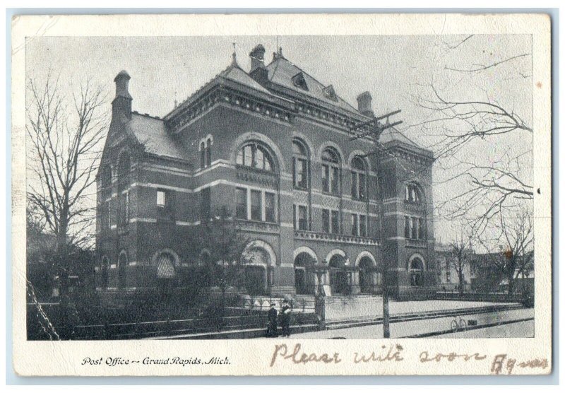 1907 Post Office Exterior Building Road Grand Rapids Michigan Vintage Postcard