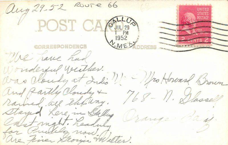 1952  Route 66 WINSLOW FLAGSTAFF ARIZONA Tomb Meteor Crater RPPC postcard 3898