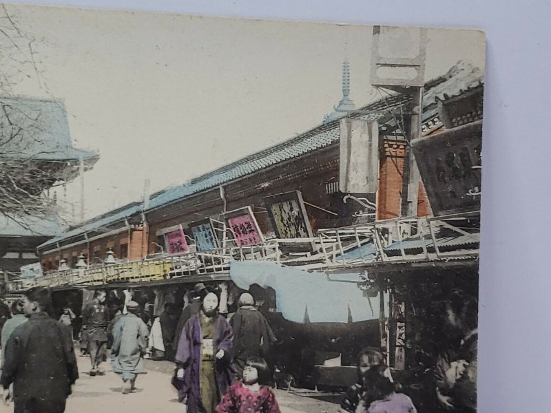 Postcard Tokyo Japan Entrance to Asakusa Temple Sensoji Hand Colored Vintage