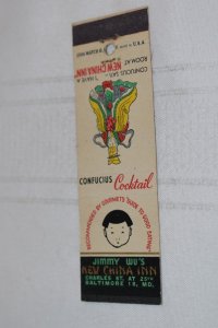 Jimmy Wu's New China Inn Baltimore MD 20 Strike Matchbook Cover