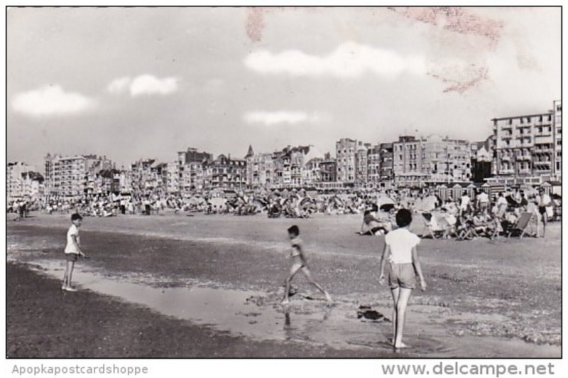 Belgium De Panne Zeedijk en strand 1961 Photo