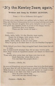 Hawley Hampshire Football Club Soccer Song Antique Postcard