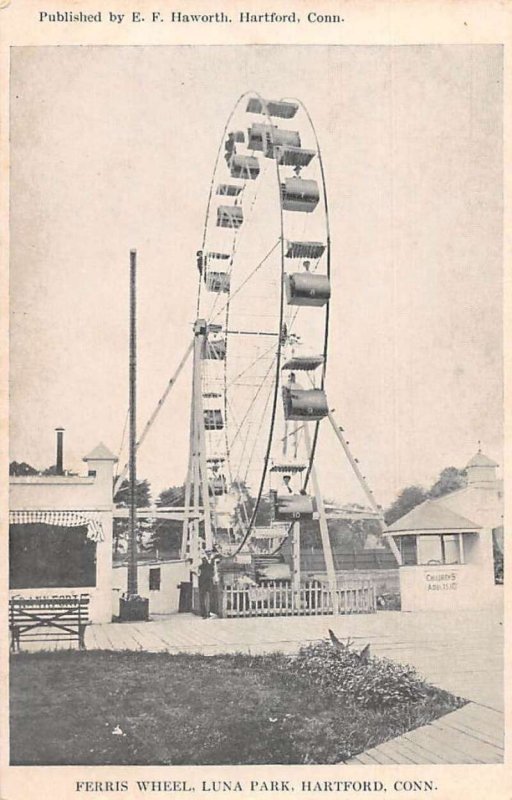 Hartford Connecticut Luna Park Ferris Wheel Vintage Postcard AA43701