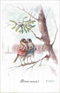 Old Postcard Bonne Annee Birds